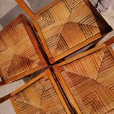 Lot of 4 chairs straw and wood