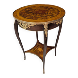 Louis XV style gueridon with floral marquetry.