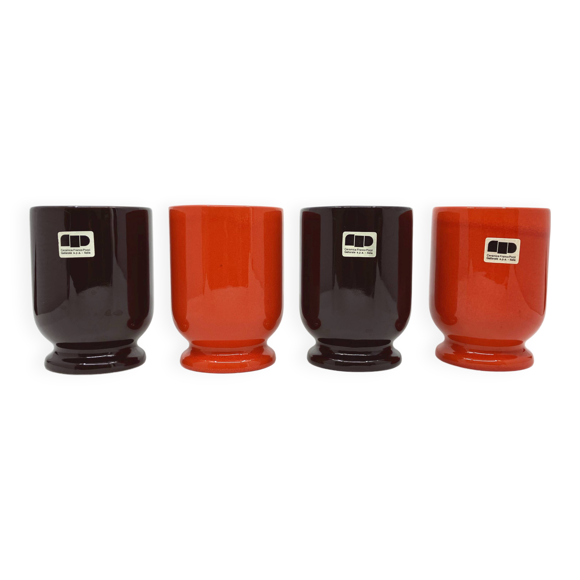 4 Franco Pozzi glasses/mazagrans • Bistrot series by Ambroglio Pozzi • 1970