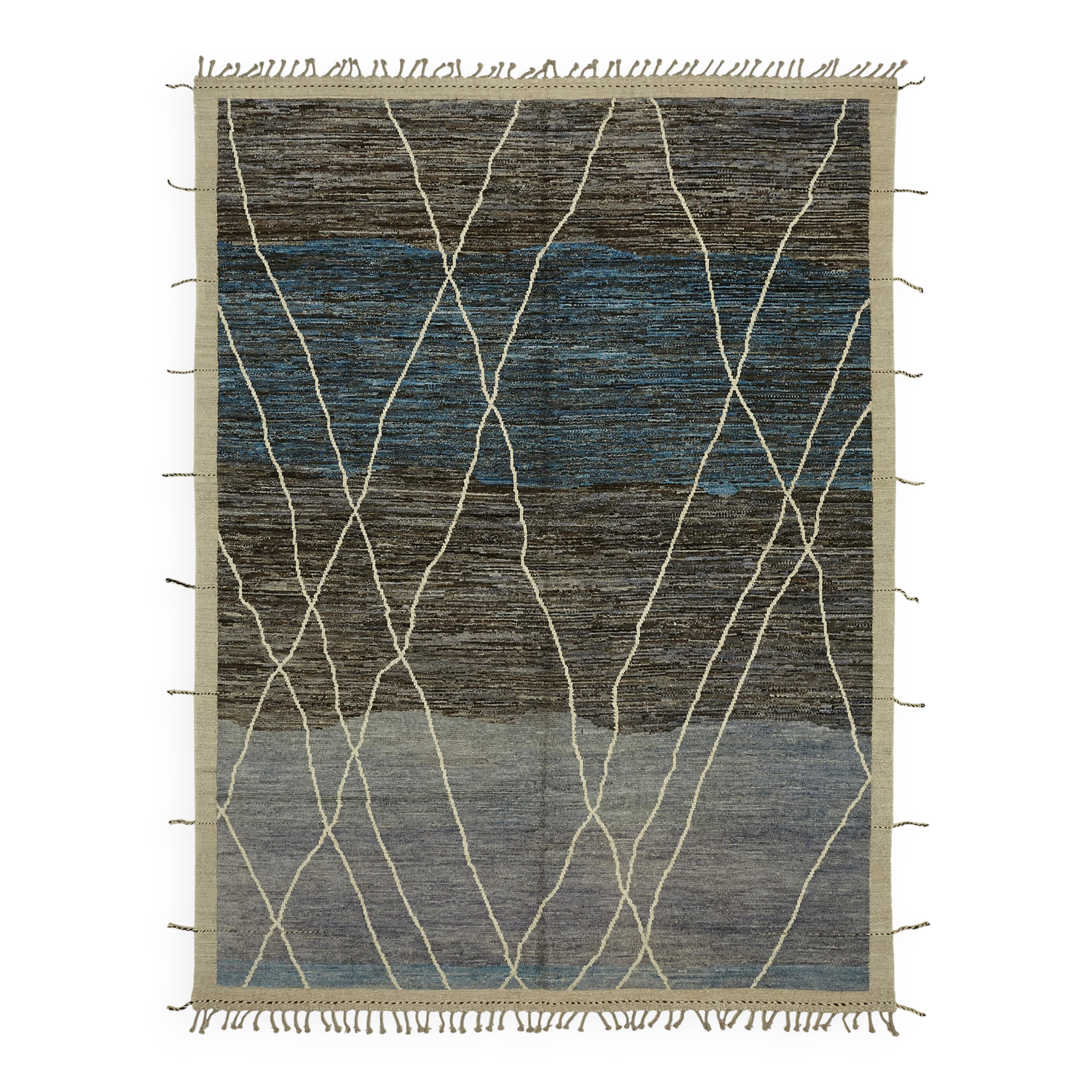 Hand-Knotted Turkish Contemporary 280 cm x 372 cm Blue Wool Carpet