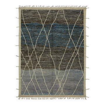 Tapis en laine bleu contemporain turc fait à la main de 280 cm x 372 cm