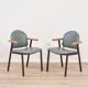 Pair of green armchairs, modernist design, 1970s