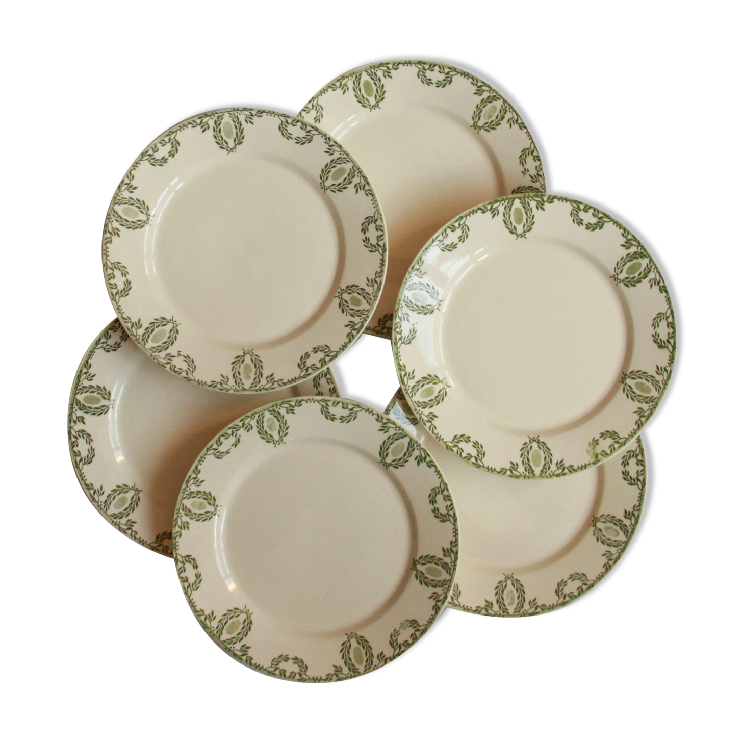 Set of 6 plates flat old earthenware Sarreguemines U et Cie model Arcole