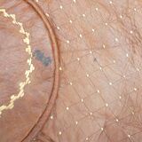 large vintage Moroccan leather pouf