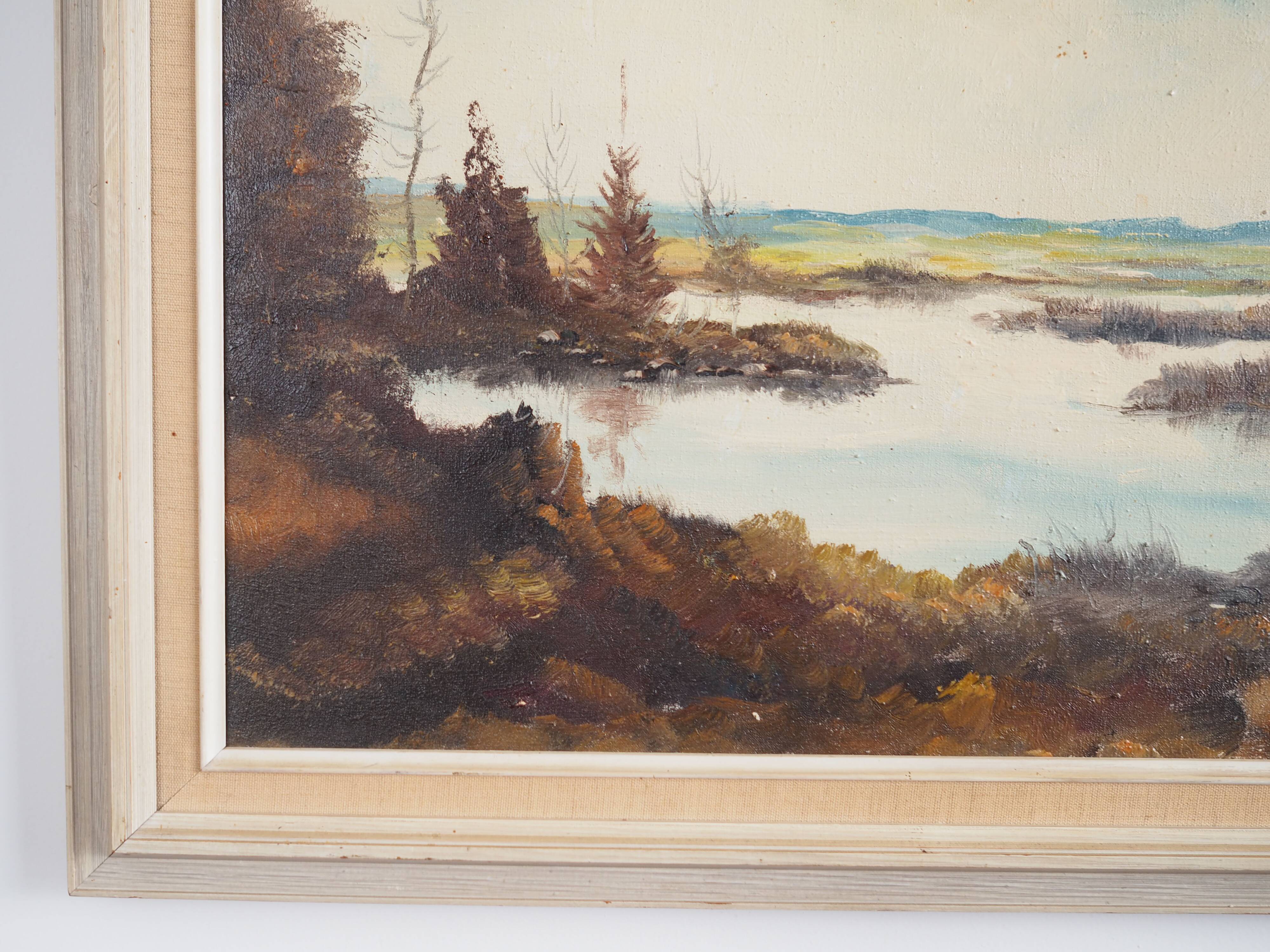 Painting „The Autumn Pond”, Scandinavian design, 1970s