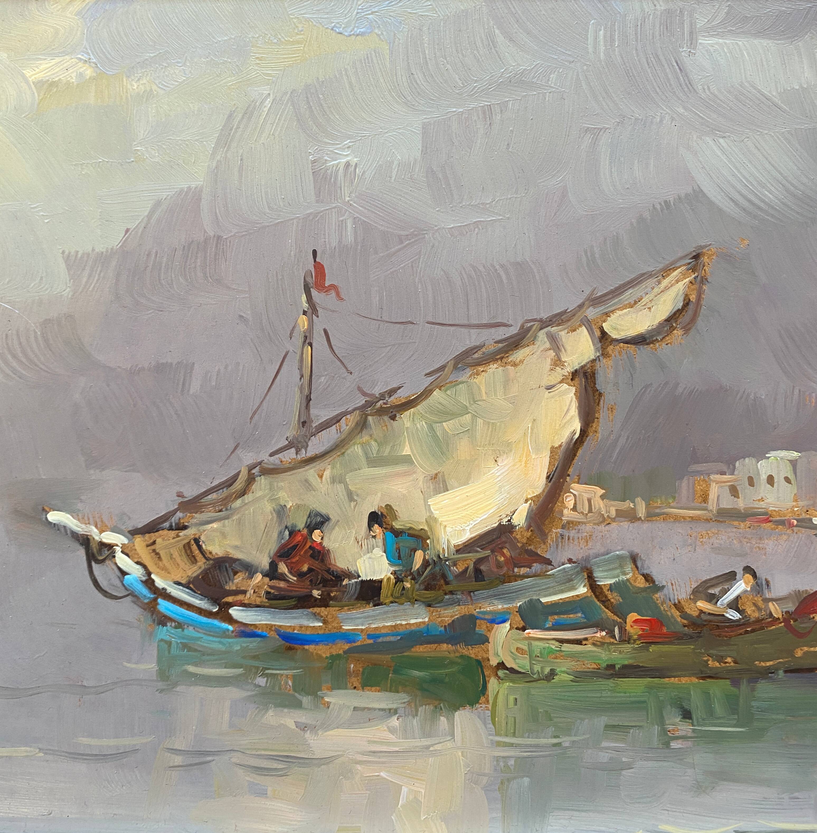 Counterpart of paintings "Sailing boats Felouks Gondolas" signed Orientalists