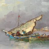 Counterpart of paintings "Sailing boats Felouks Gondolas" signed Orientalists