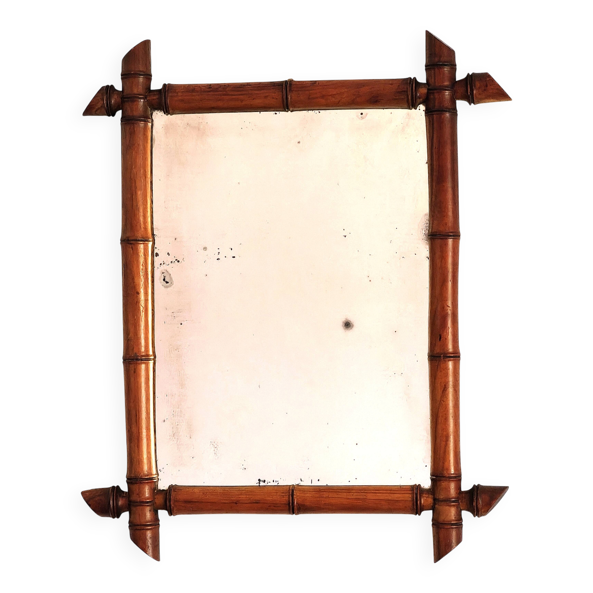 Petit miroir en bambou ancien