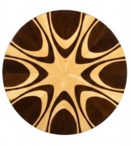A round Art Deco table made of beech wood, rosewood & elm burl.