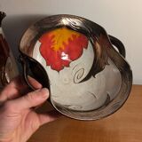 Vase and bowl, vintage ceramic cup Tri Ushi (Bulgaria)