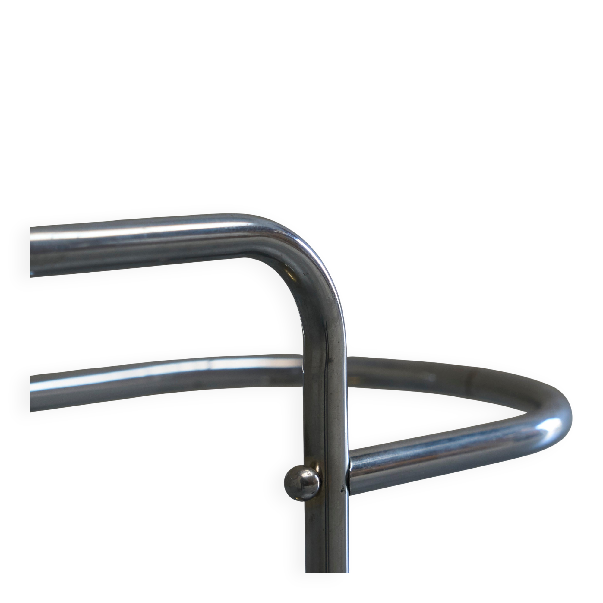 Bauhaus-style umbrella stand in chrome brass, 1960s
