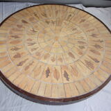 Coffee table round tile herbarium 1960