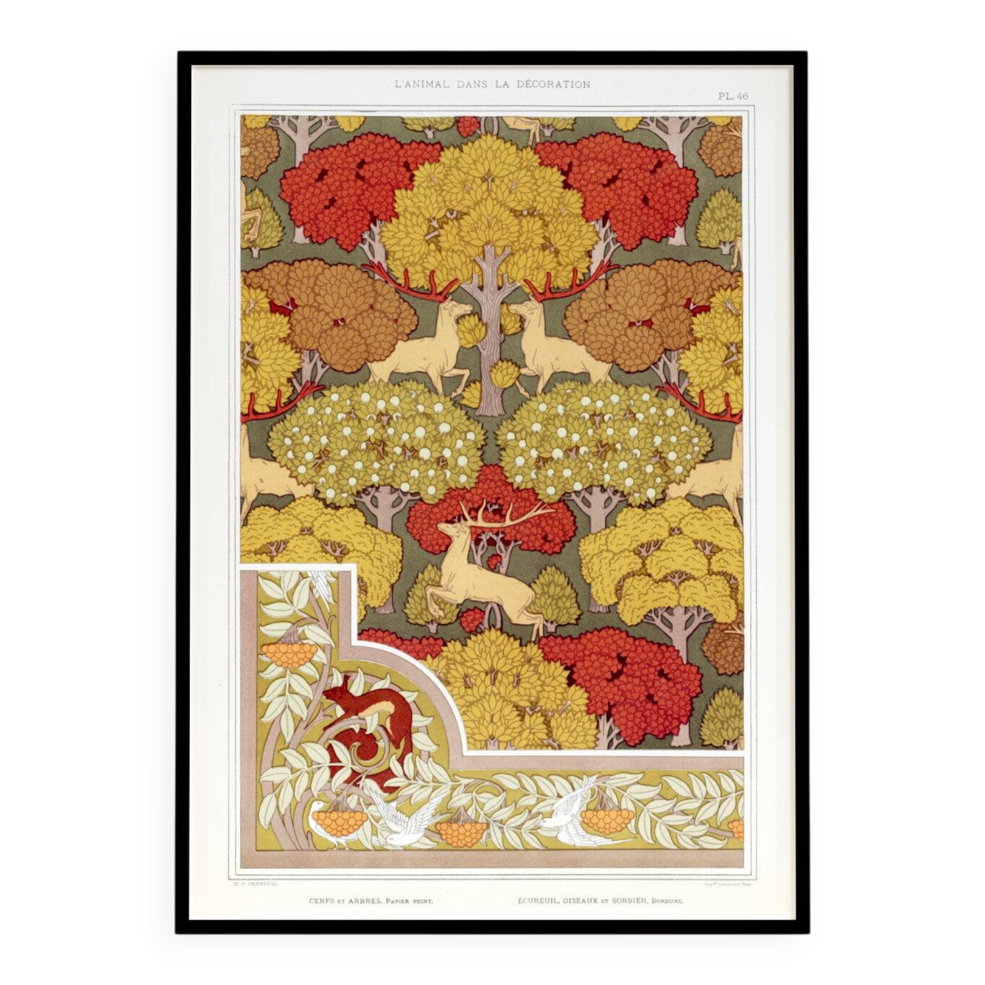 Poster “Deer and Trees”, after an Art Nouveau lithograph from 1897