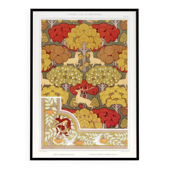 Affiche “Cerfs et Arbres”, d’après une lithographie art nouveau de 1897
