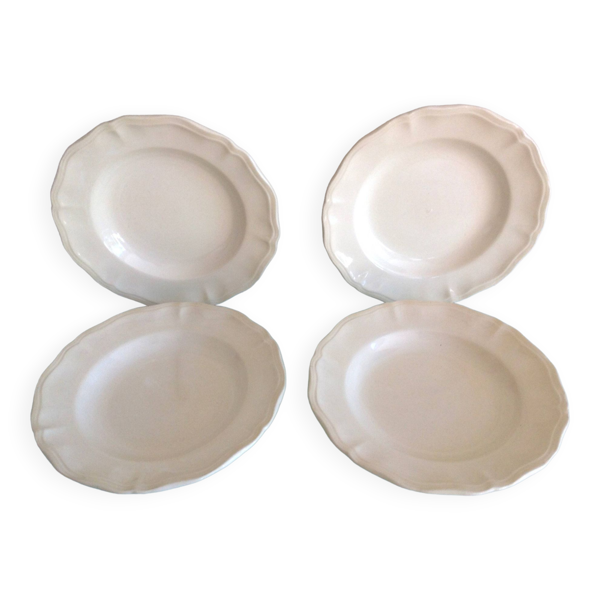 Four soup plates Ivory service/Faienceries de Sarreguemines/vintage 50