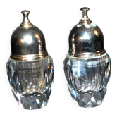 Swarovski lot salière en cristal taillé à facette sel poivre signé SC design 1980