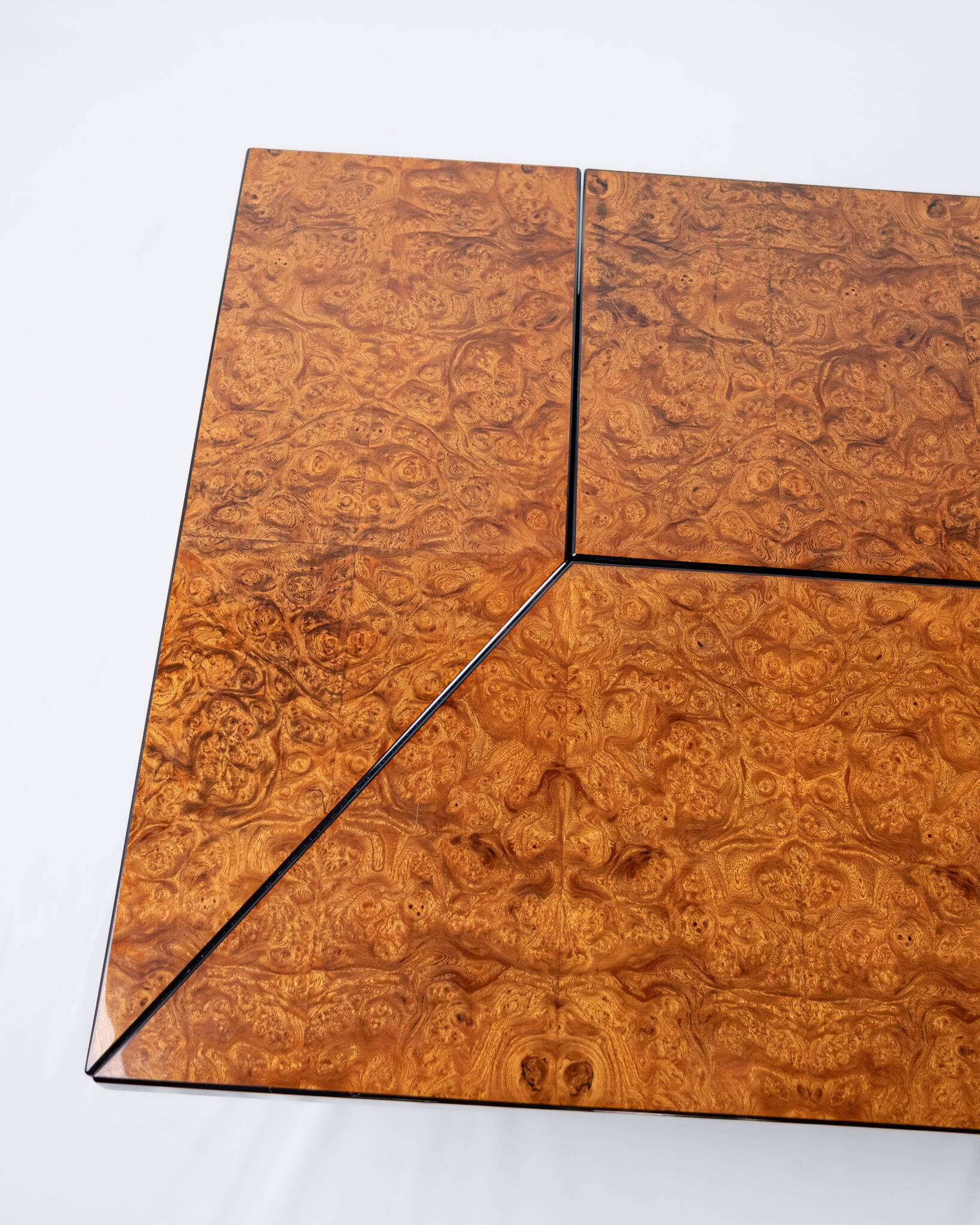 Table basse bar en loupe d'orme, Paul Michel pour Roche Bobois, 1980s