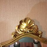 Console with its matching mirror, gold with gold leaf
