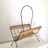 Vintage wicker and steel magazine door design 60s