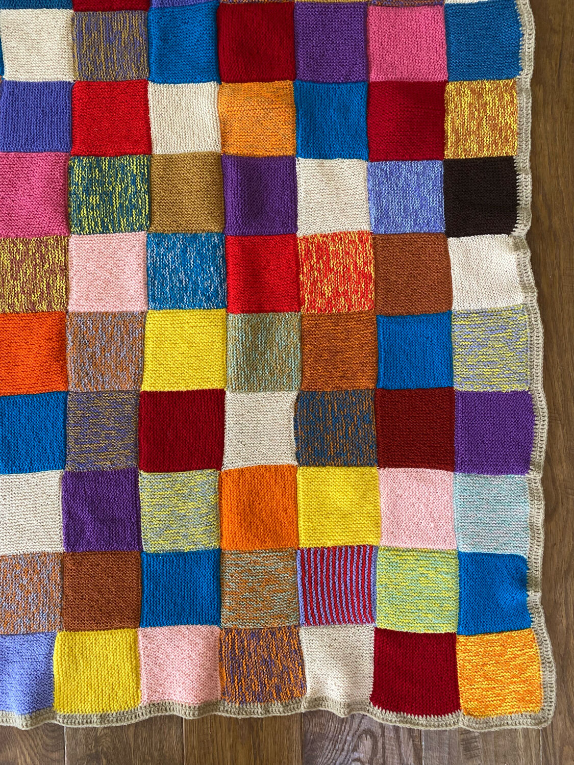 Granny Square Multicolor Crochet Old Wool Blanket