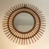 Small Rattan Mirror. French work. Around 1970