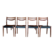 Set of 4 wooden and black faux leather chairs, Scandinavian style, wooden chair