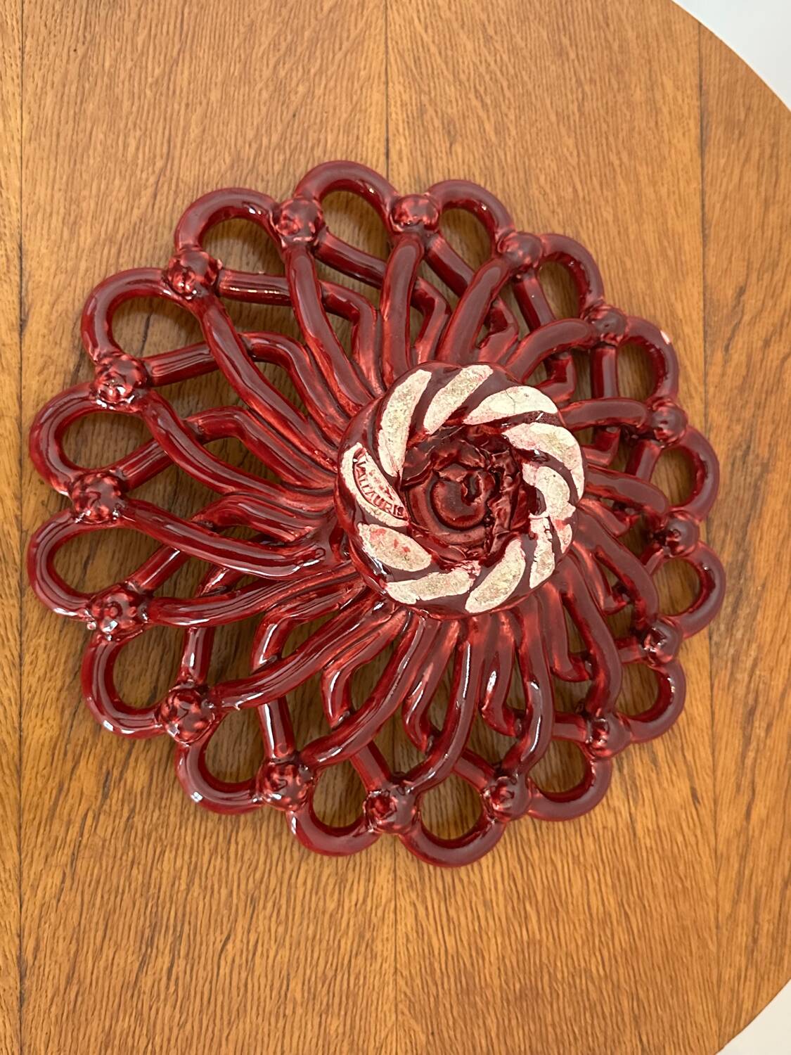 Antique fruit basket in woven ceramic Vallauris