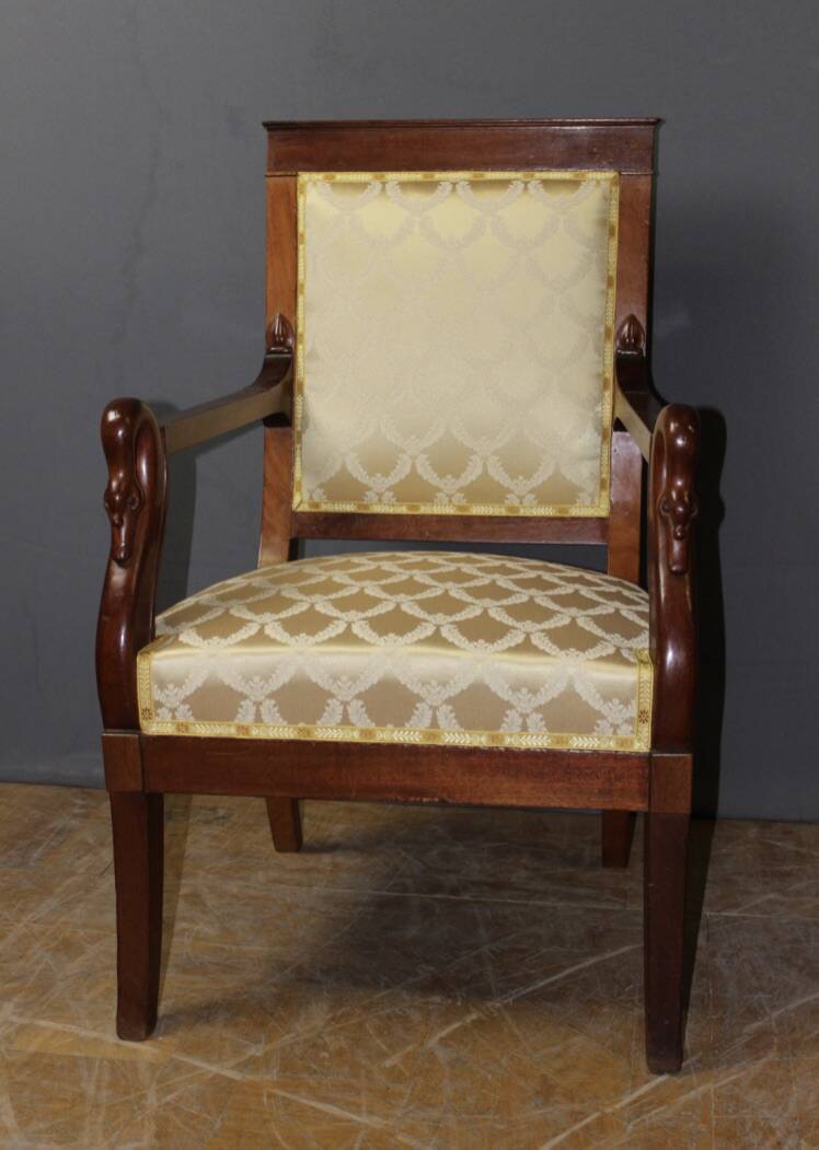 Empire Swan Neck Armchair in Mahogany, Early 19th Century