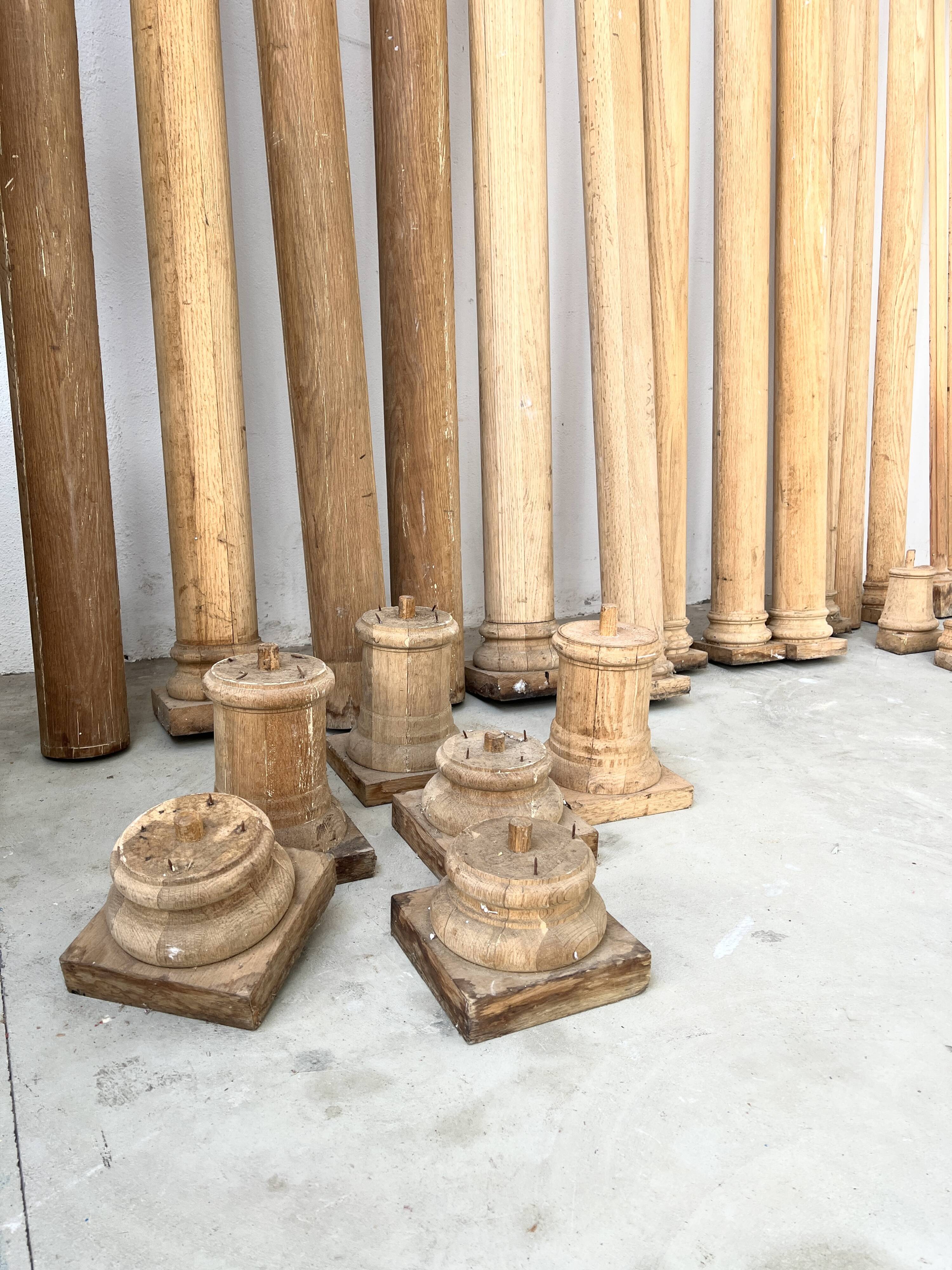 Set of solid oak columns and half-columns