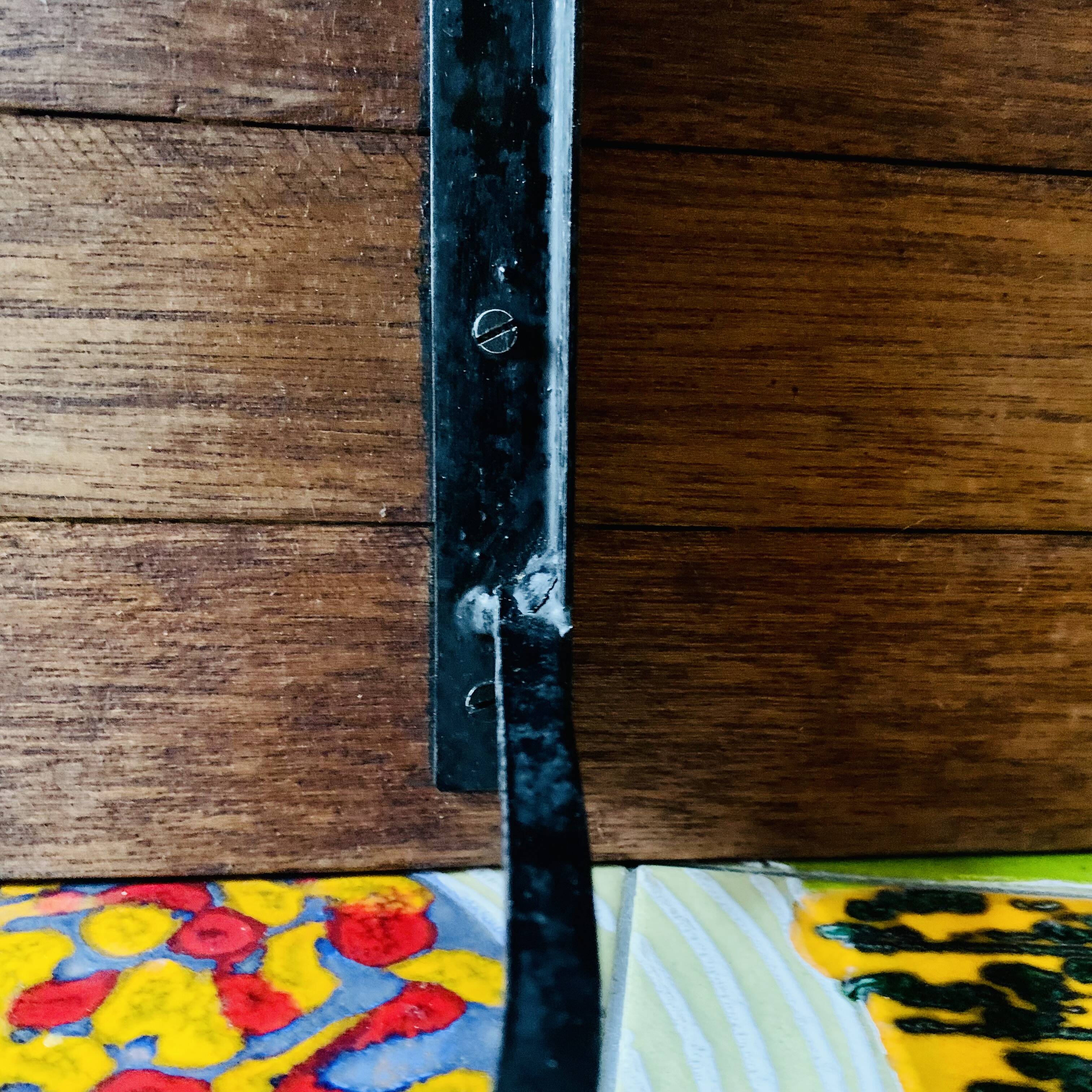 Vintage side table in wood and wrought iron