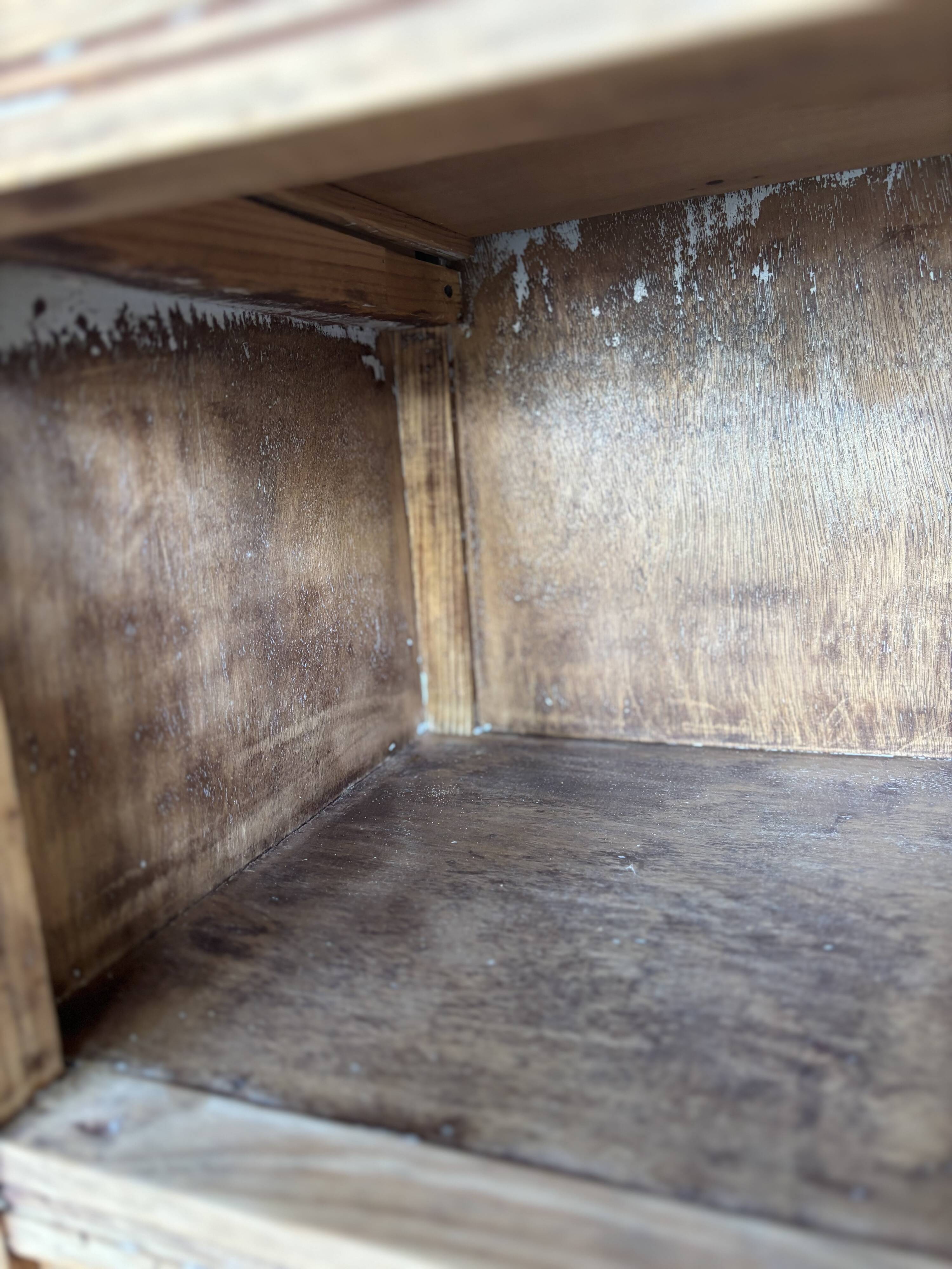 Bedside table and its original patina or small accent piece.
