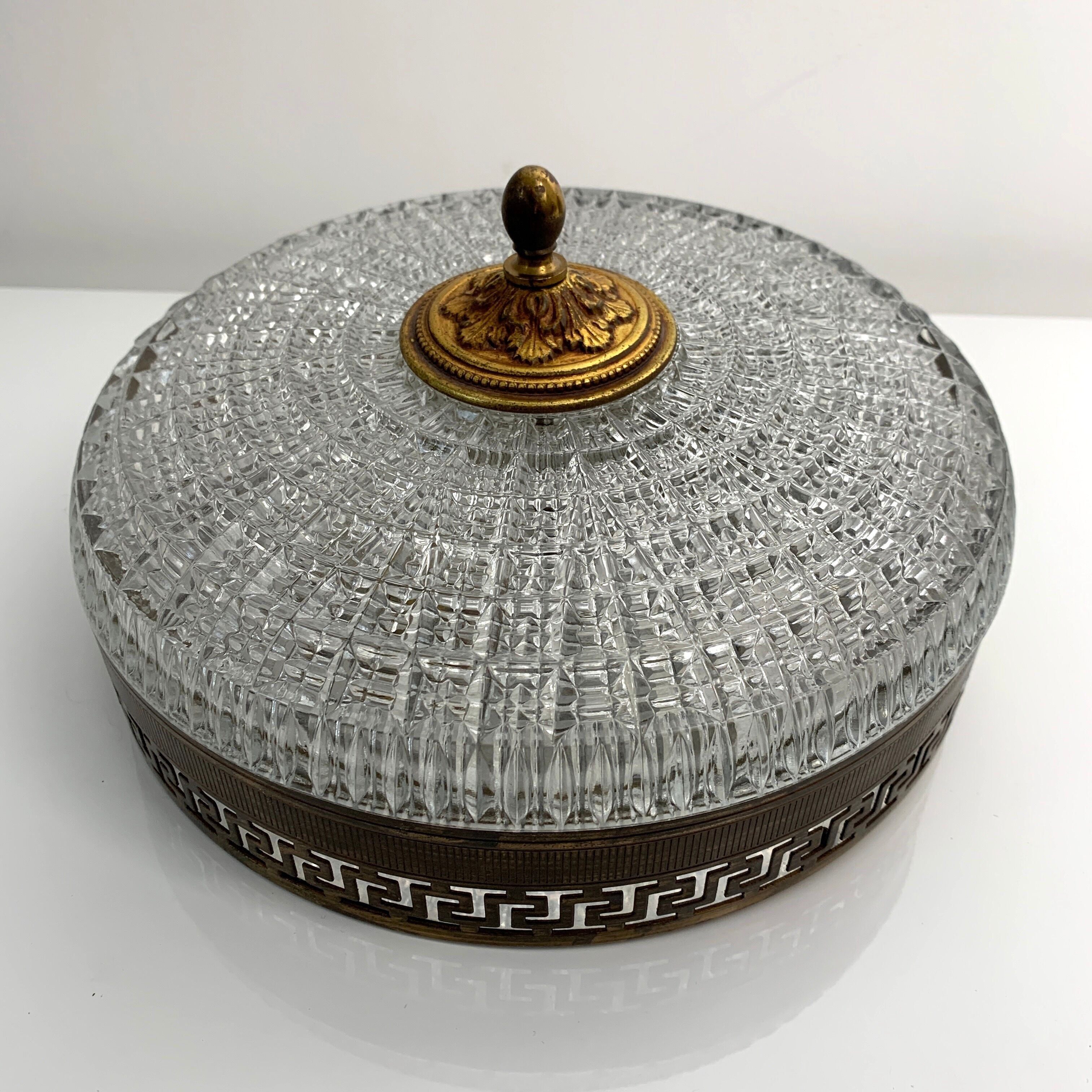 Ceiling lamp old gold crystal Lucien Gau
