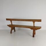 Victorian pitch pine short railway antique bench