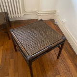 Ensemble bureau et chaise et table gigogne rotin