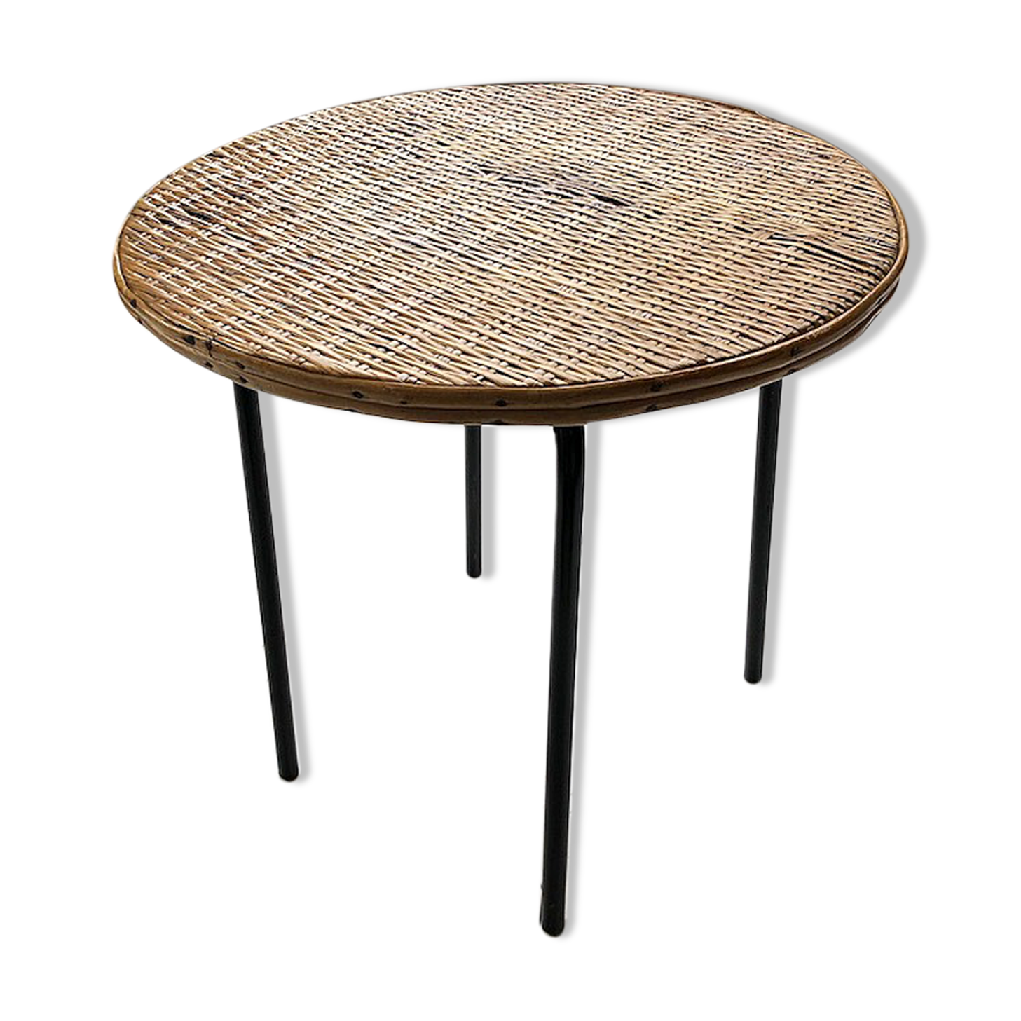 Wicker and metal coffee table