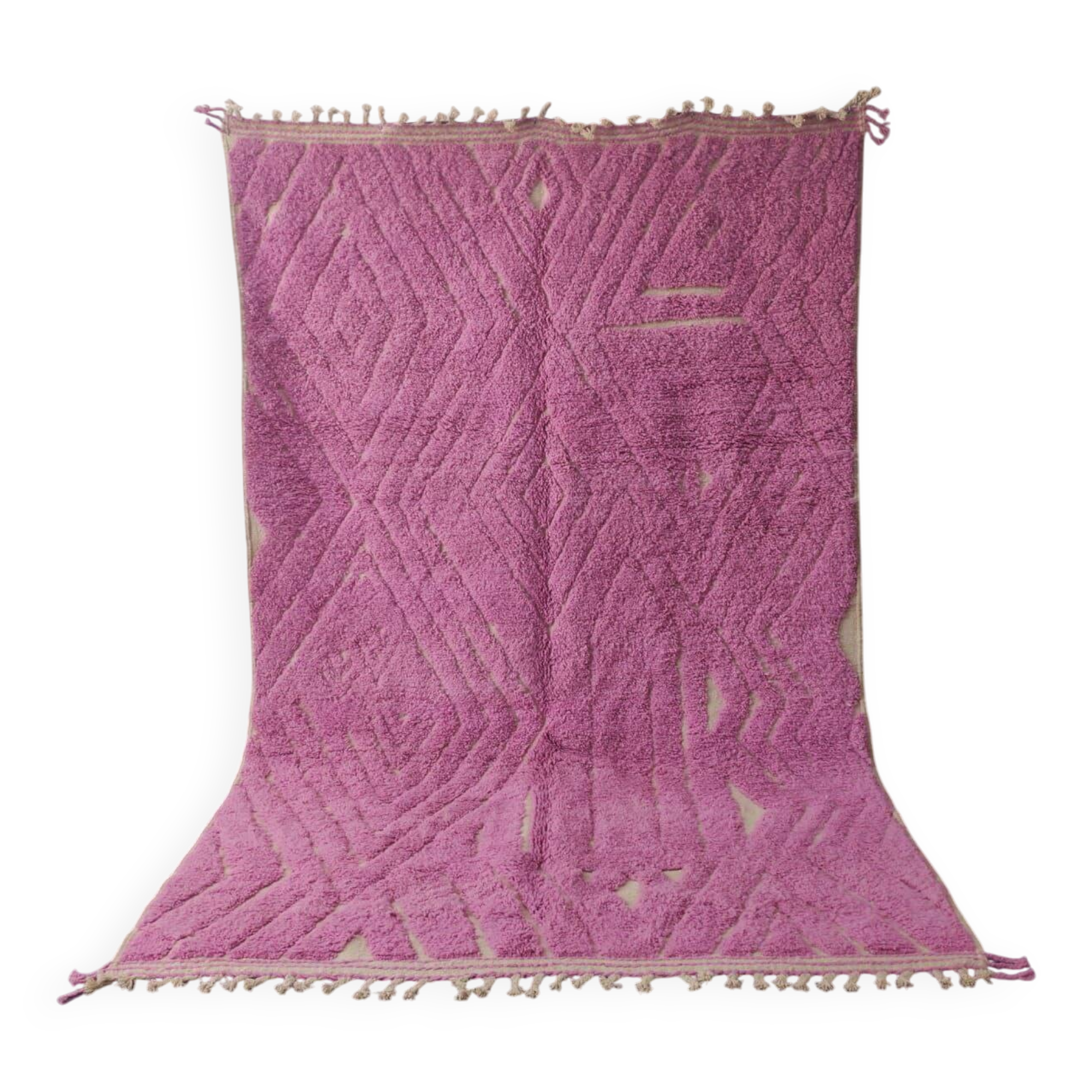 Superb Pink Beni Ouarain Rug, Modern Berber Design in Soft Wool 3x2m