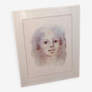 Leonor Fini (1907 - 1996) "Portrait of a young girl" numbered lithograph