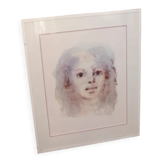 Leonor Fini (1907 - 1996) "Portrait of a young girl" numbered lithograph