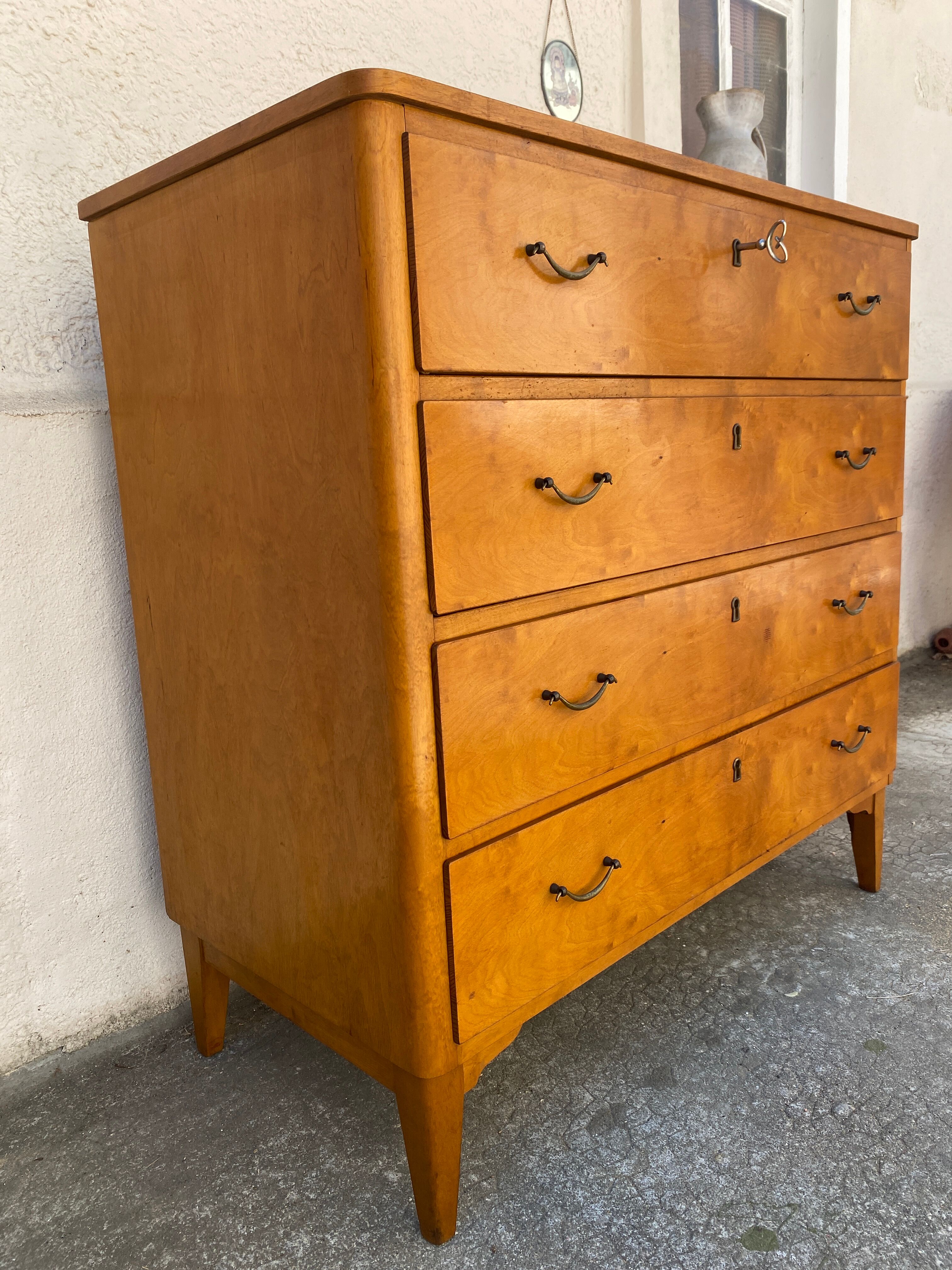 Commode suédoise vintage en bouleau années 50