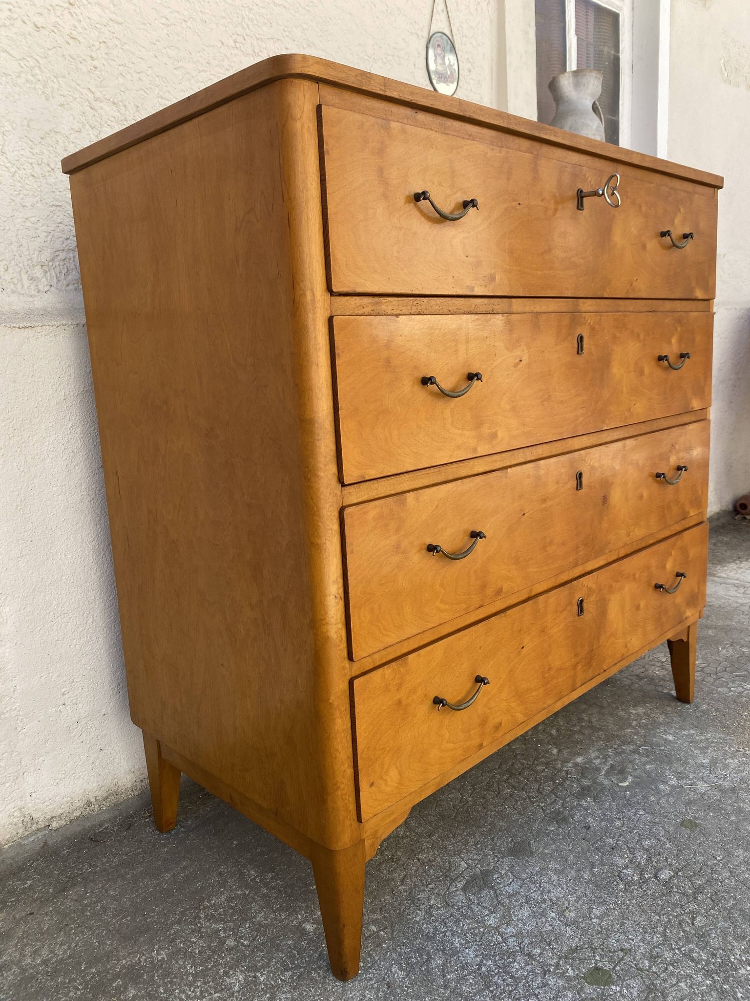 Commode suédoise vintage en bouleau années 50