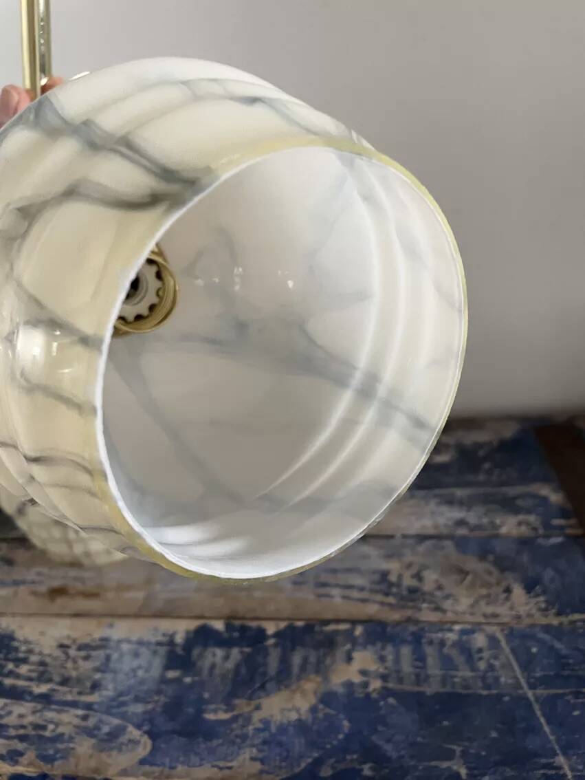 Pair of Art Deco wall lights in marbled opaline