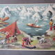 Old school pedagogical poster-in Greenland with Eskimos
