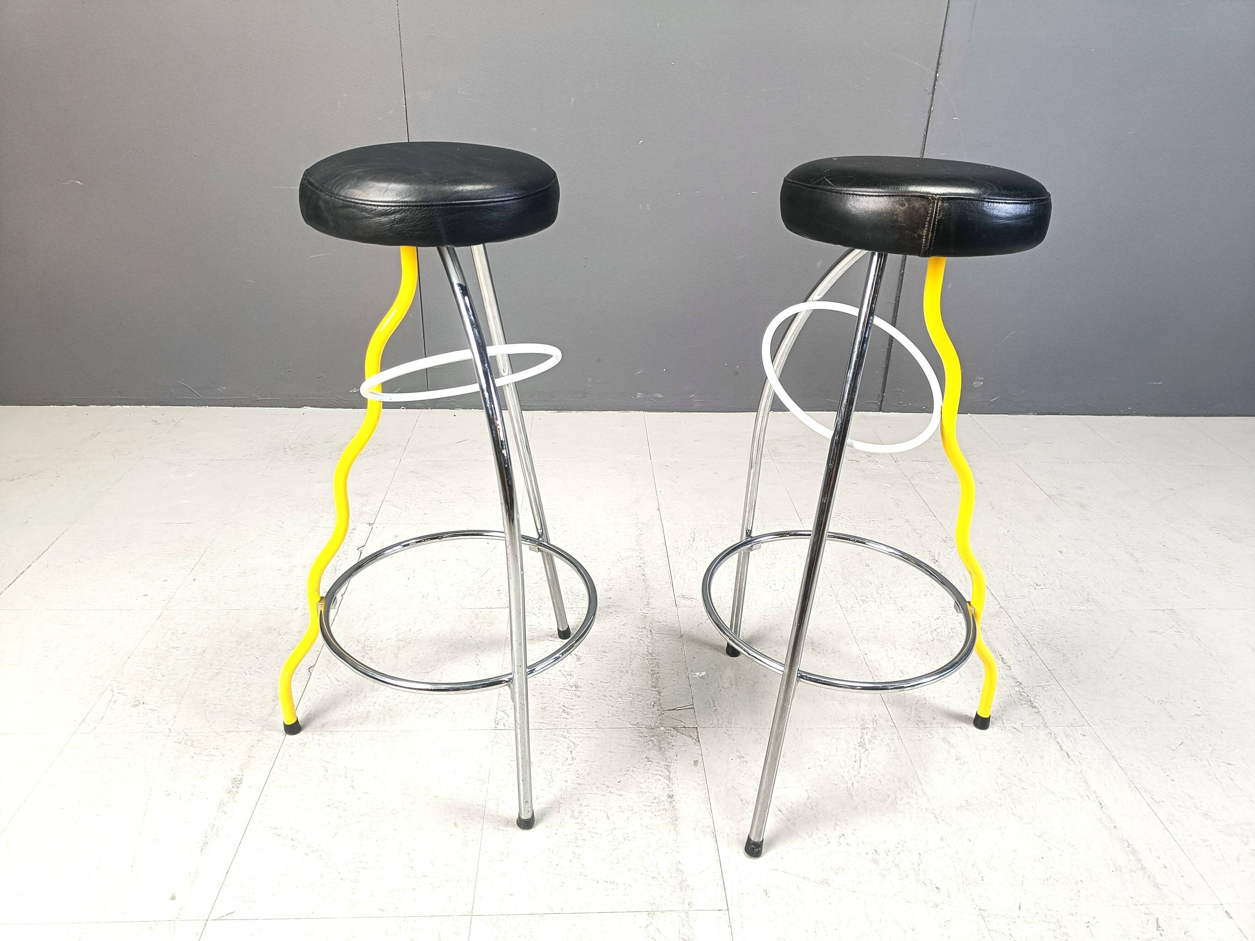 Pair of Duplex stools by Javier Mariscal for BD 1980's Memphis