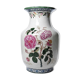 Impressive cracked earthenware vase with polychrome botanical decoration by Wong Lee, 1895, vintage.