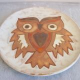 Assiette chouette à suspendre signé JG Picard Vallauris 1960s