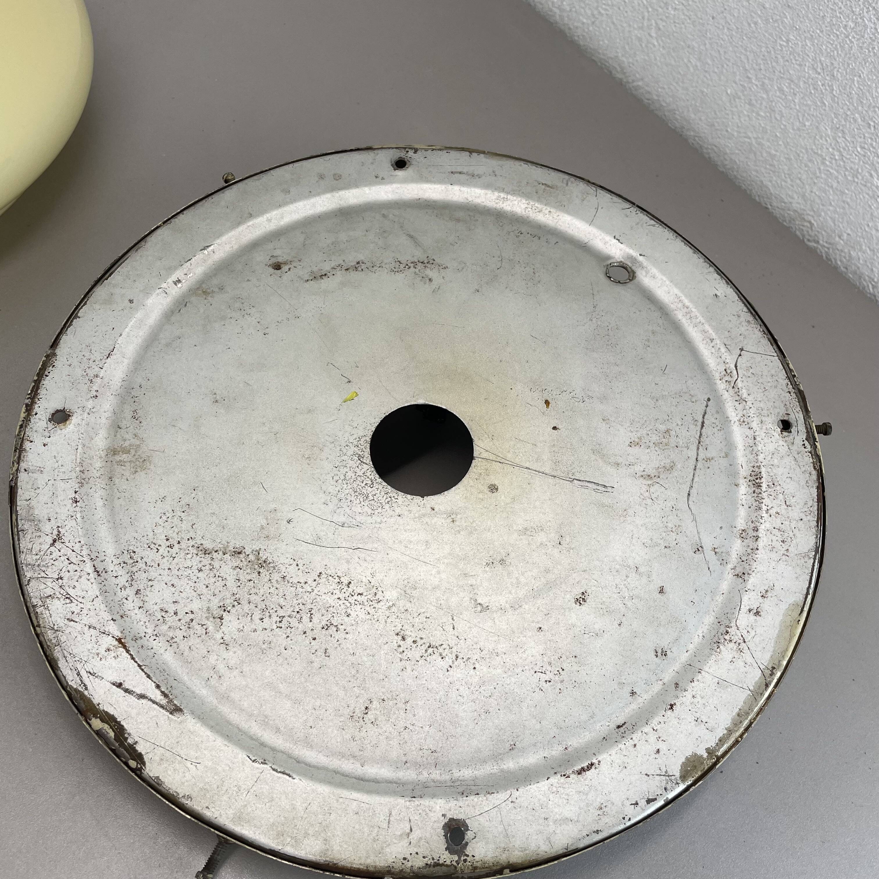 Large modernist art deco metal plafoniere ceiling flushmount light, france