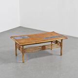 Coffee table with blue ceramic tiles by Robert and Jean Cloutier
