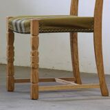 Vintage 1960s, brutalist Danish modern oak dining chairs by Henning Kjærnulf