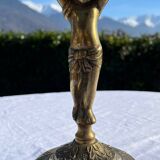 Pair of bronze cherub candlesticks 19th
