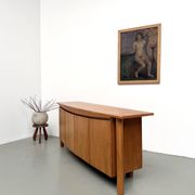 Curved enfilade Maison Regain in solid elm, 1970.